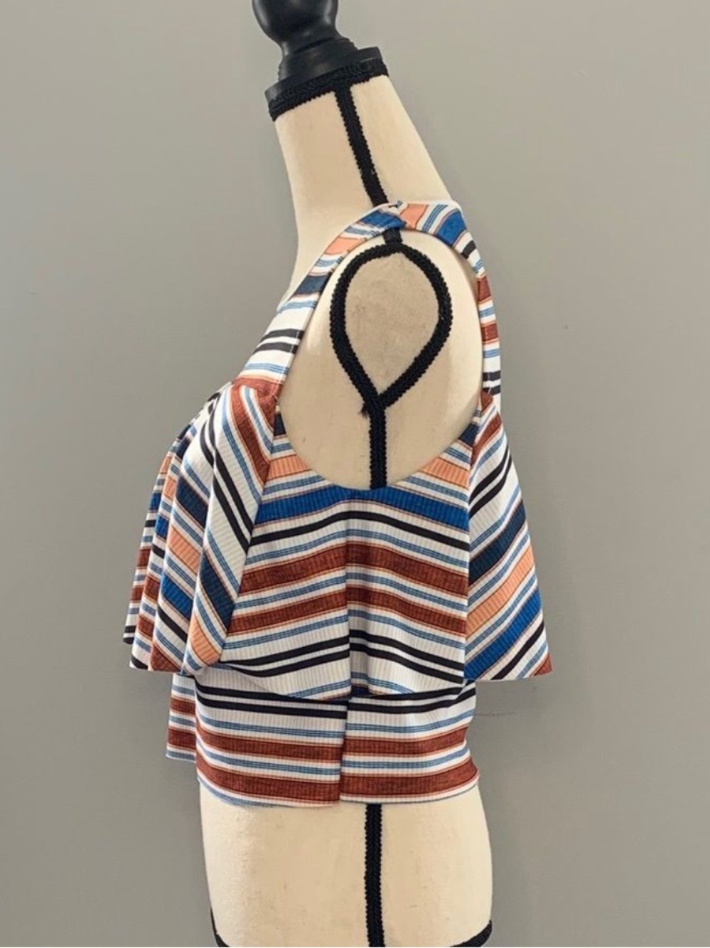 Zara RARE | B | W Collection Striped Ruffle Tank Top Drape Front - Picture 11 of 11